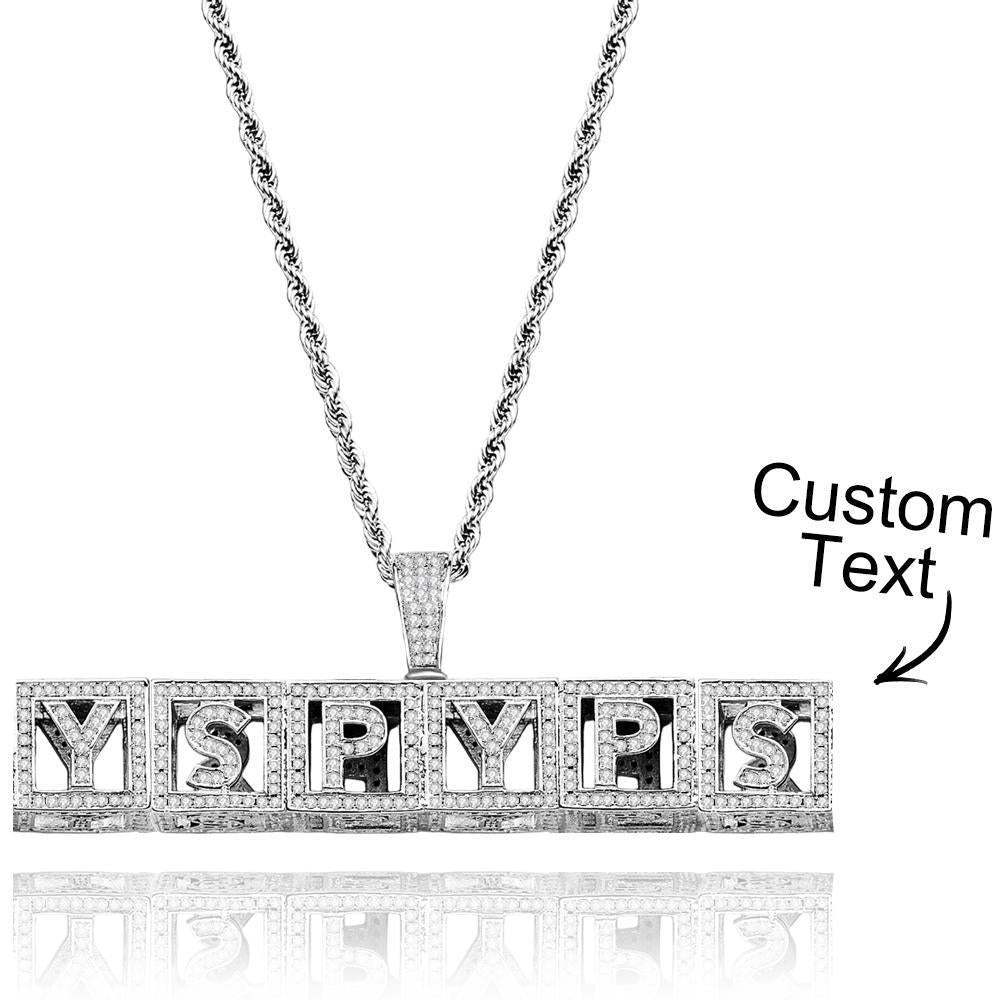 Custom Name Necklace Block Cube Letter Chain Hip Hop Necklace For Men - NameNecklace