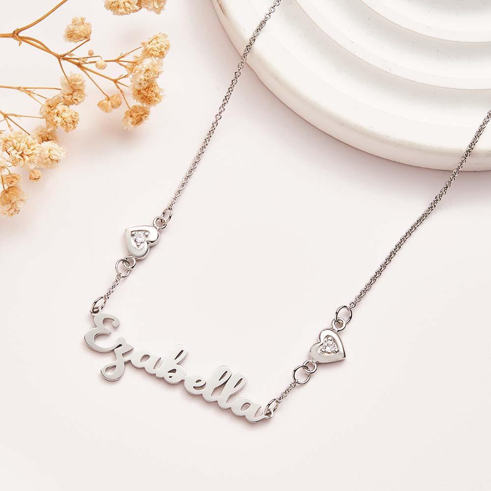 Personalized Name Necklace Elegant Double Hearts Pendant Gifts For Women - NameNecklace