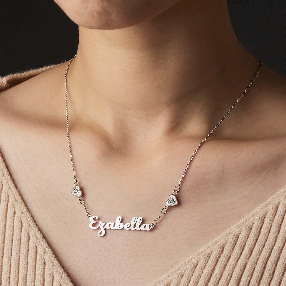 Personalized Name Necklace Elegant Double Hearts Pendant Gifts For Women - NameNecklace