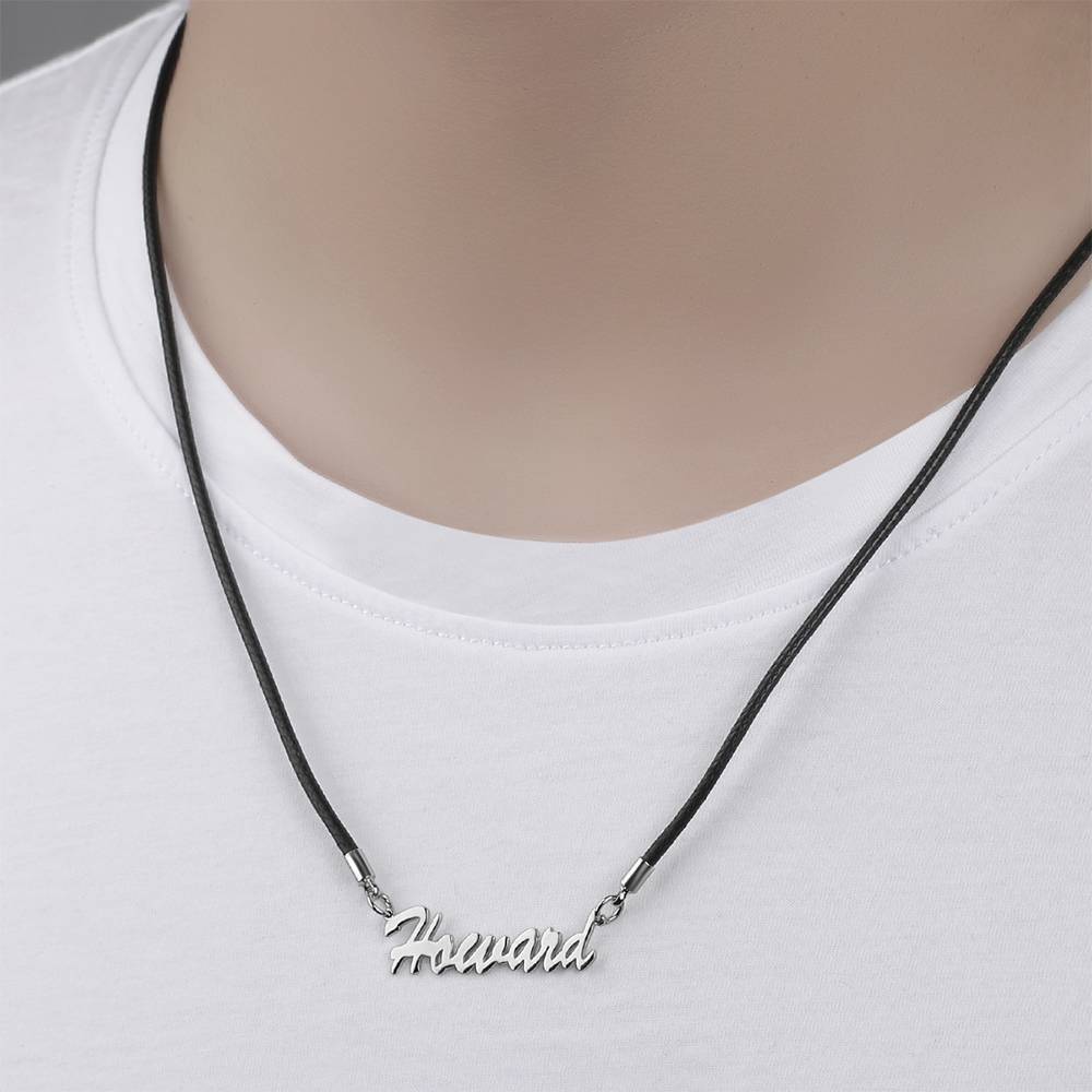 Personalized Boyfriend Gift Men's Name Necklace Platinum Plated Silver