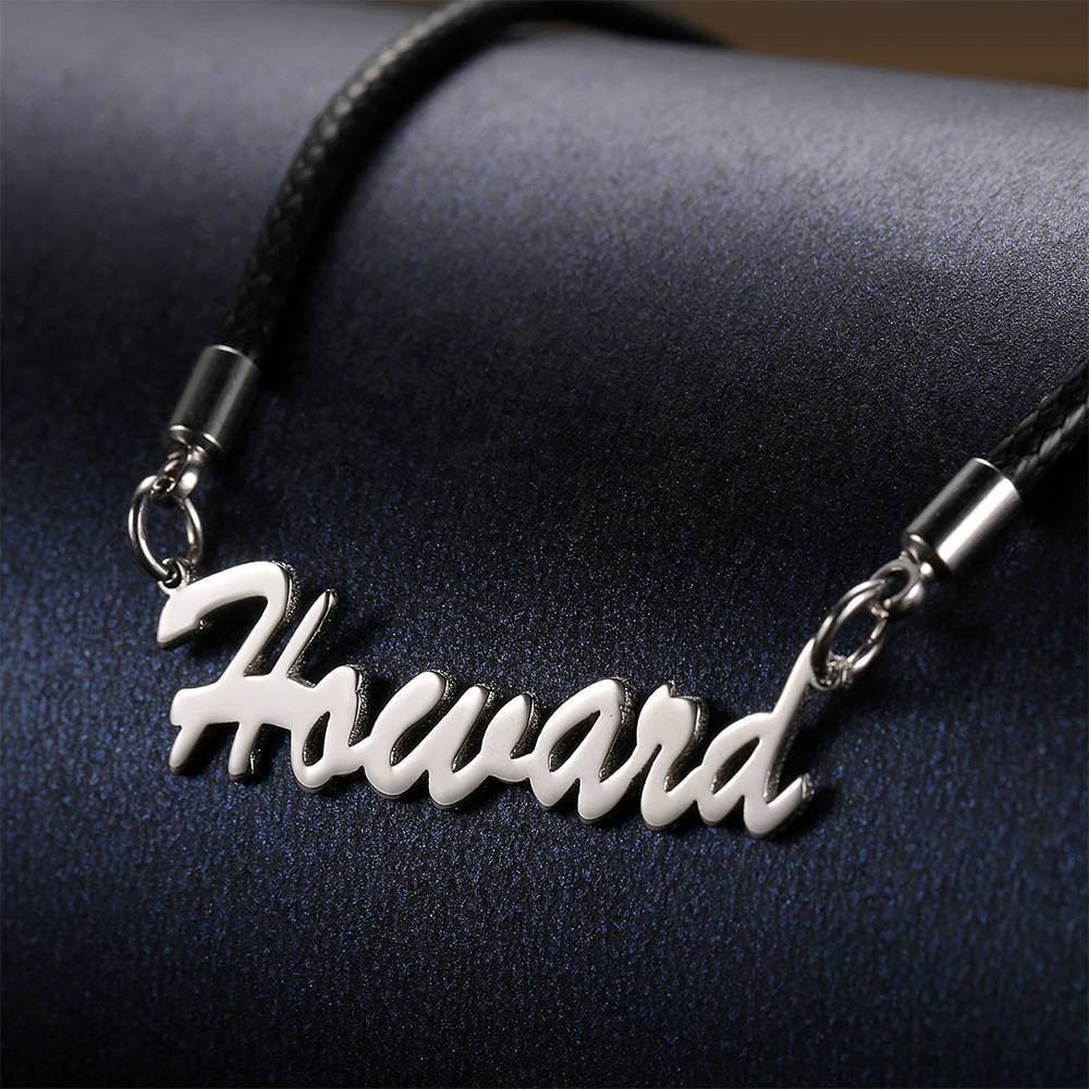 Personalized Boyfriend Gift Men's Name Necklace Platinum Plated Silver