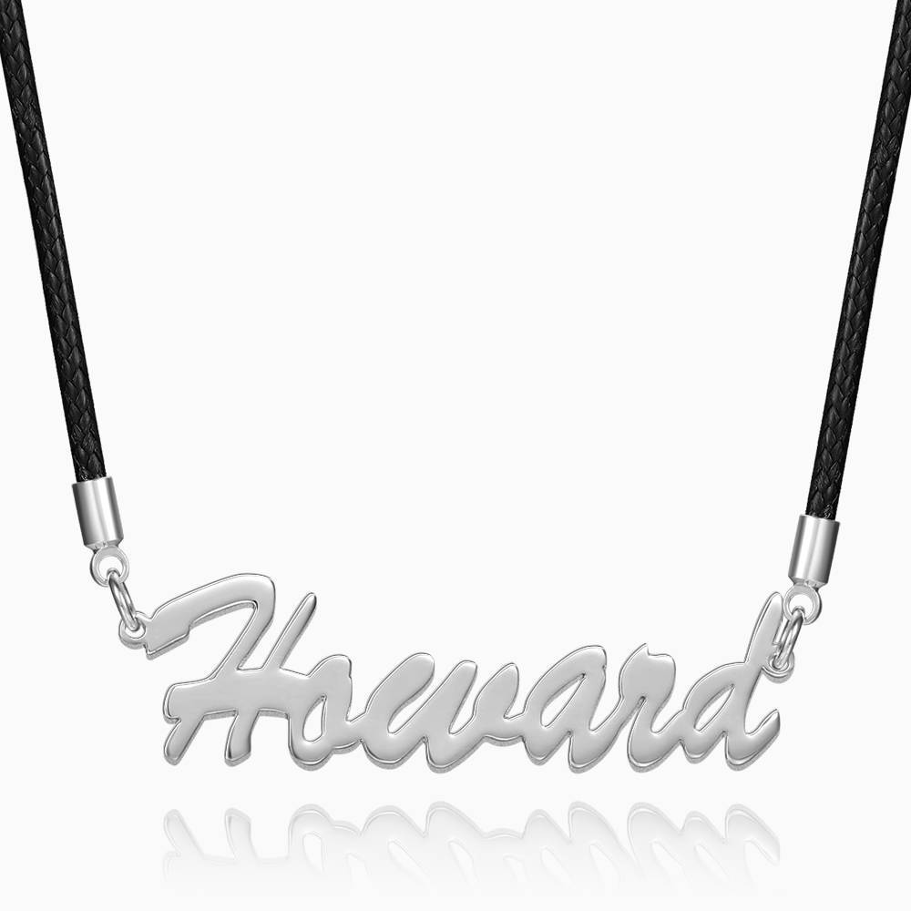 Personalized Boyfriend Gift Men's Name Necklace Platinum Plated Silver