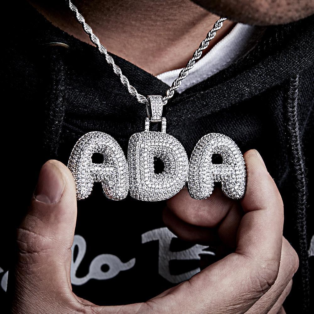 Custom Name Necklace Personalized Bling Initial Letter Chain Hip Hop Necklace for Men Women - NameNecklace