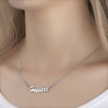 Personalized Customized Your Name Jewelry Name Necklace Platinum Plated Silver