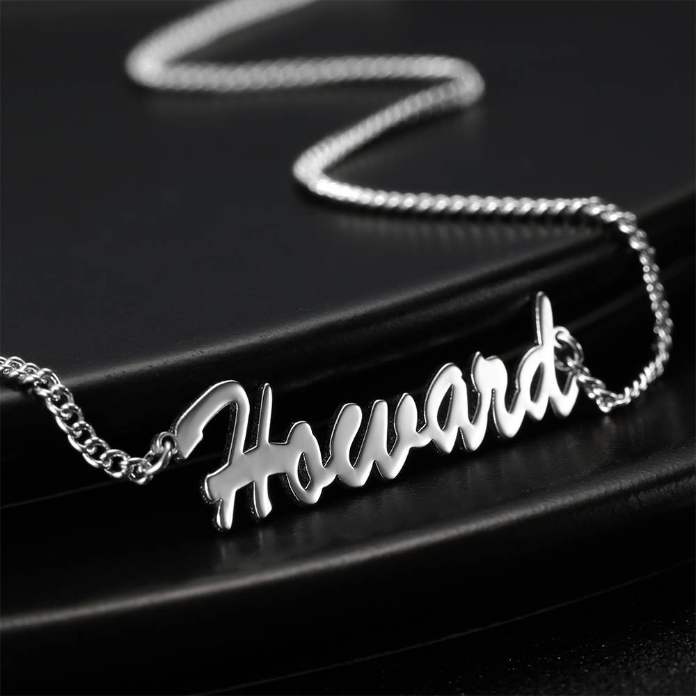 Personalized Customized Your Name Jewelry Name Necklace Platinum Plated Silver