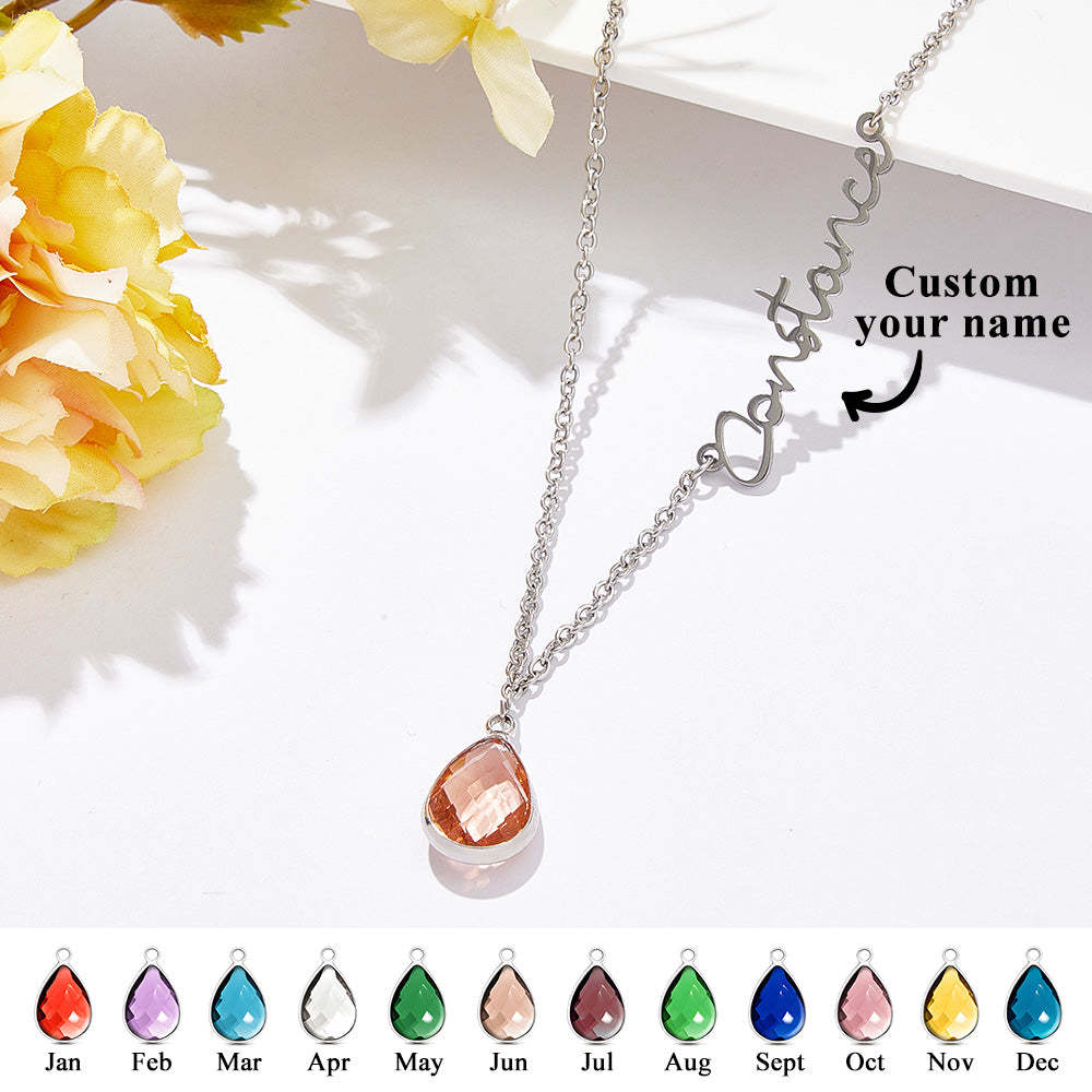 Personalized Birthstone Name Necklace Birthday Anniversary Gifts for Her - NameNecklace