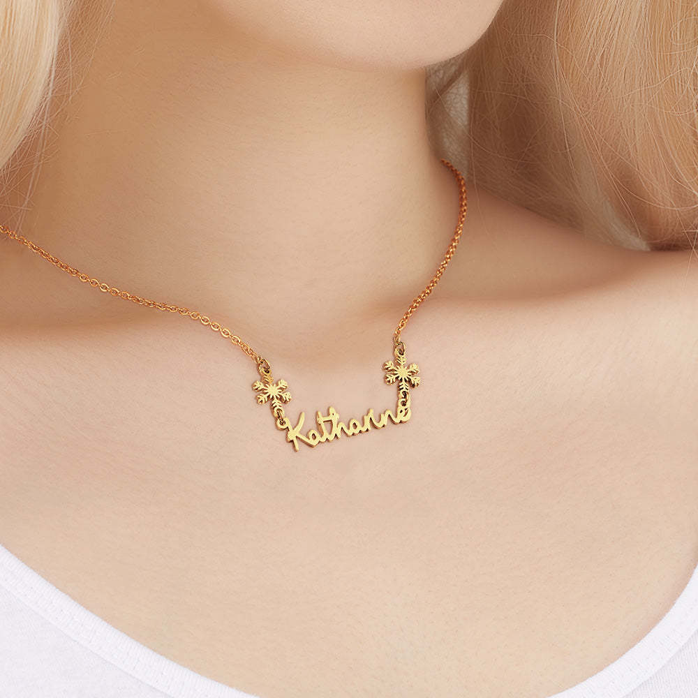 Personalized Name Snowflake Necklace Engrave Necklace Christmas Gift - NameNecklace