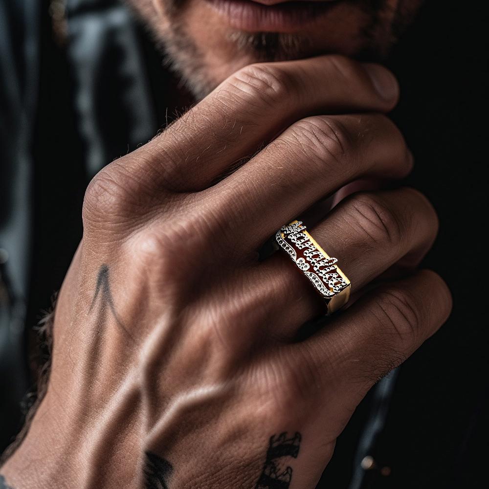 Custom Hip Hop Name Ring With Heart Decor Jewelry Gift for Men Women - NameNecklace
