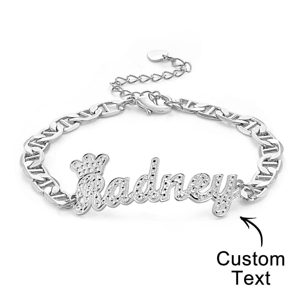 Personalized Trendy Name Bracelet With Crown Chain Hip Hop Bracelet Jewelry Gifts For Men - NameNecklace