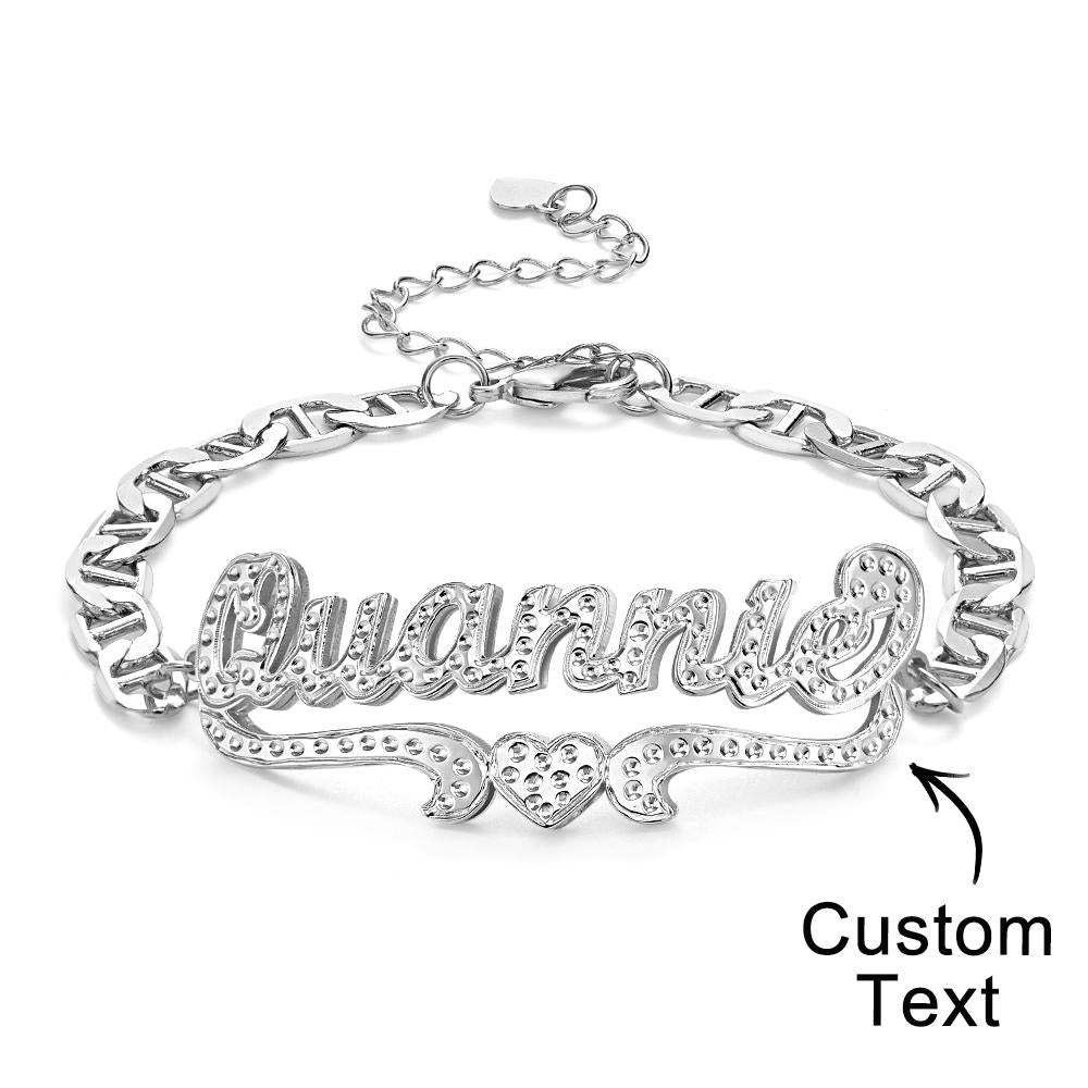 Personalized Hip Hop Name Bracelet Heart Decor Chain Bracelet Jewelry Gifts For Men - NameNecklace