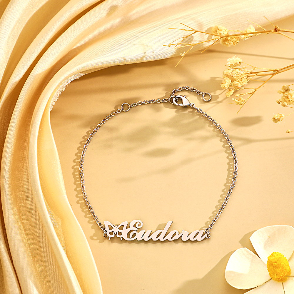 Custom Name Butterfly Bracelet Personalized Name Bracelet Gift for Her - NameNecklace