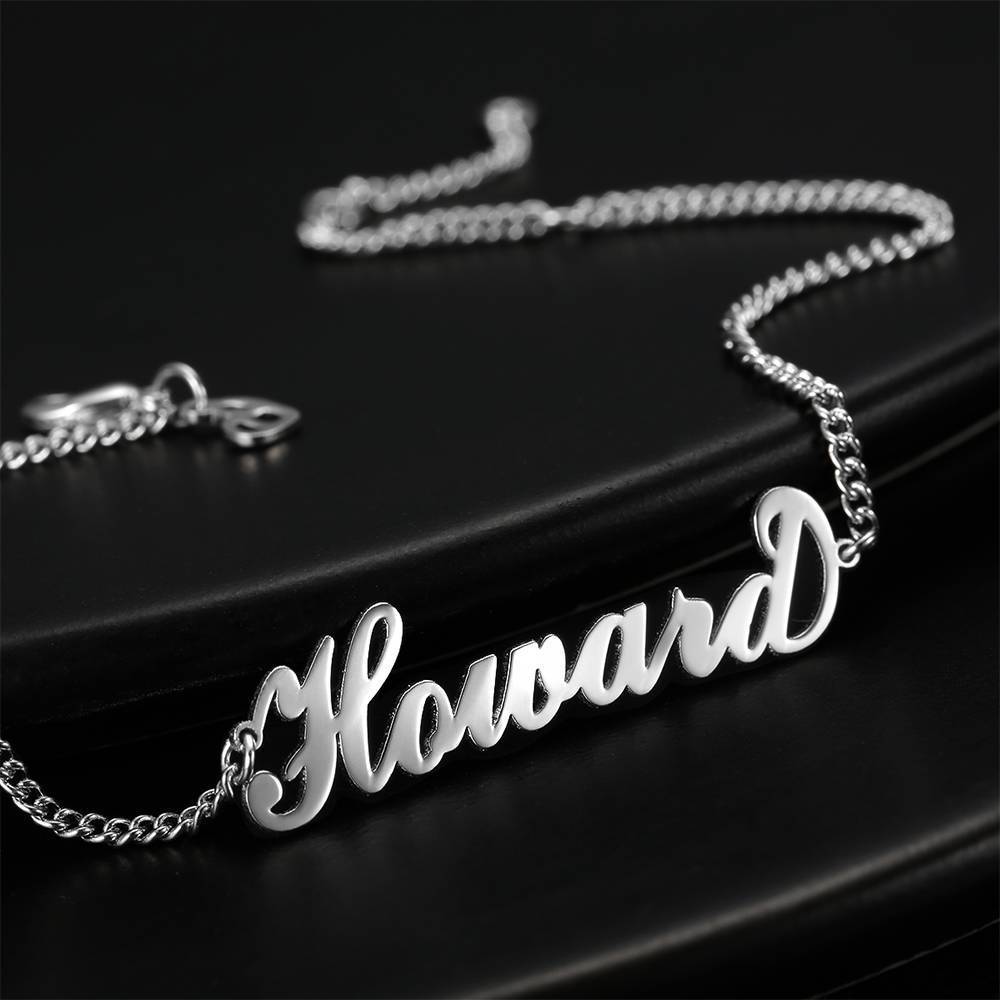 Personalized Name Bracelet Any Name Bracelet Platinum Plated Silver
