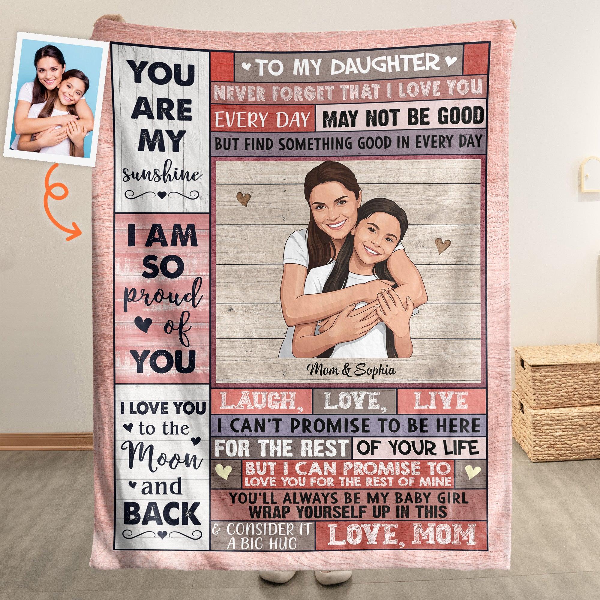 Personalized Photo To My Daughter Blanket Custom Letter Name Cozy Throw Gift for Daughter