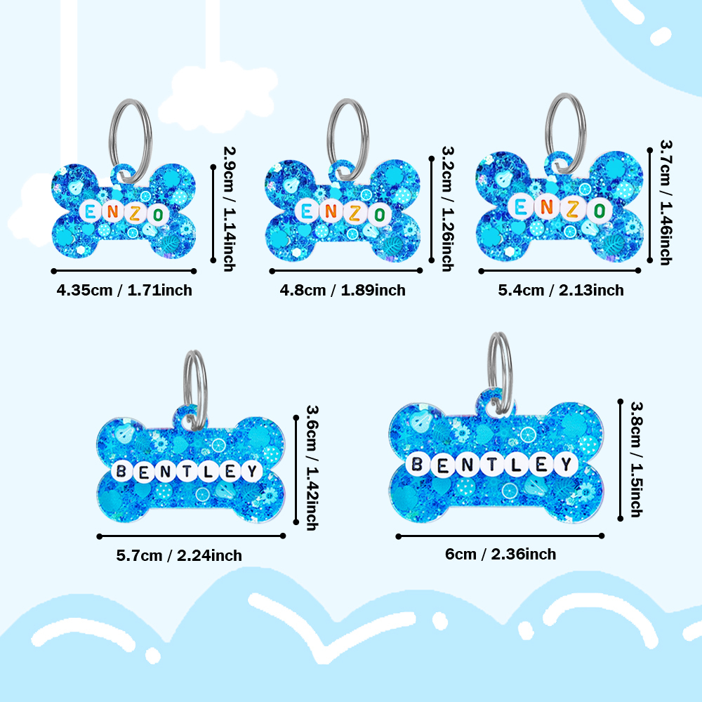 Personalized Resin Pet ID Tag for Dogs & Cats Custom Glitter & Name Charm