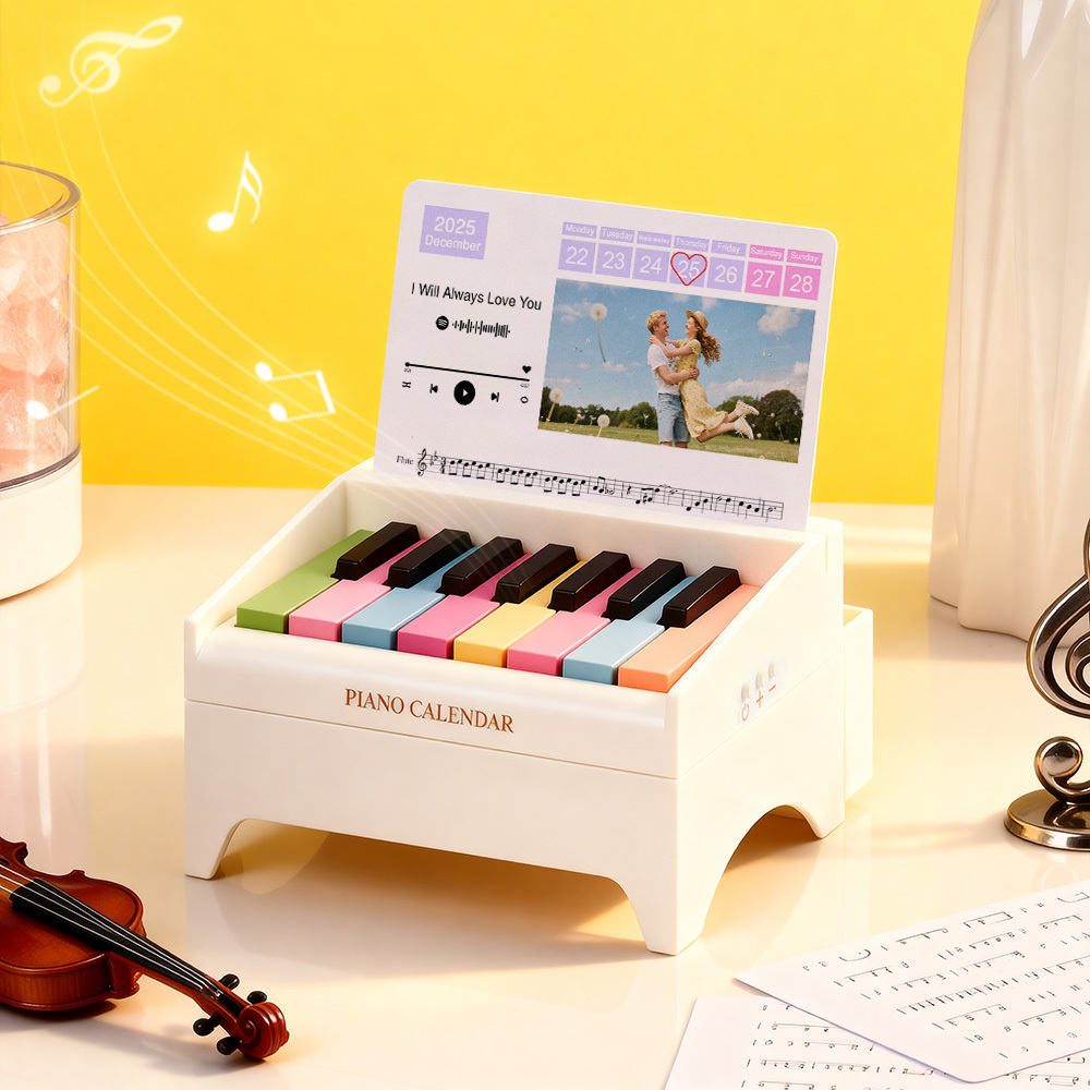 Christmas Gifts Personalized Mini Piano Calendar Custom Song & Photo Keepsake Piano Electronic Mini Piano with Custom Music Sheet Cards