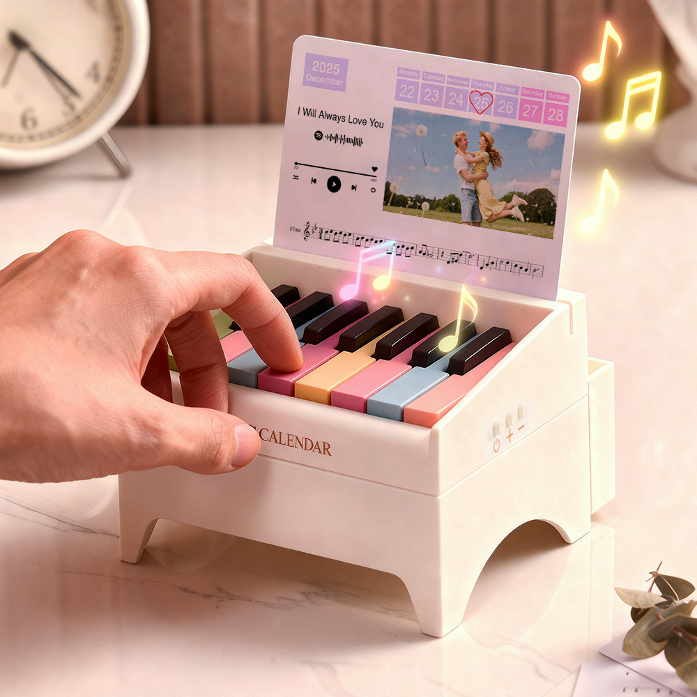 Christmas Gifts Personalized Mini Piano Calendar Custom Song & Photo Keepsake Piano Electronic Mini Piano with Custom Music Sheet Cards