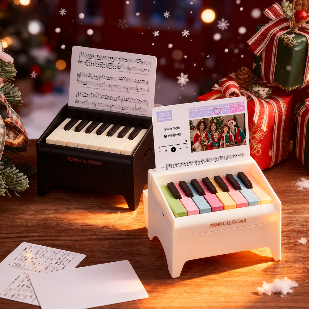Christmas Gifts Personalized Mini Piano Calendar Custom Song & Photo Keepsake Piano Electronic Mini Piano with Custom Music Sheet Cards