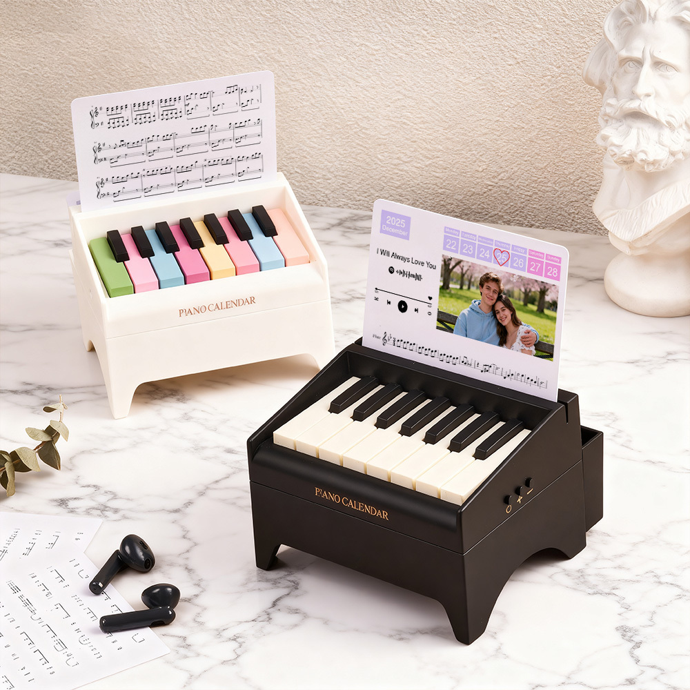 Christmas Gifts Personalized Mini Piano Calendar Custom Song & Photo Keepsake Piano Electronic Mini Piano with Custom Music Sheet Cards