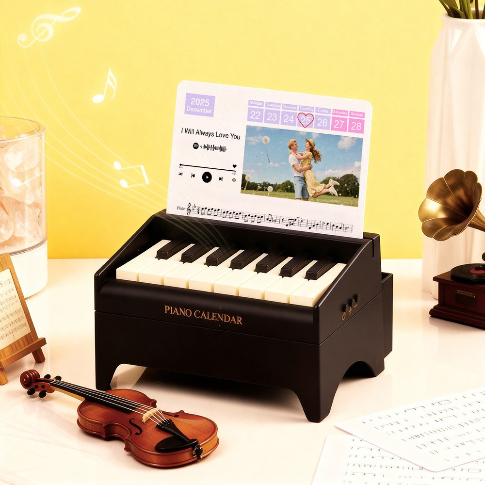Christmas Gifts Personalized Mini Piano Calendar Custom Song & Photo Keepsake Piano Electronic Mini Piano with Custom Music Sheet Cards