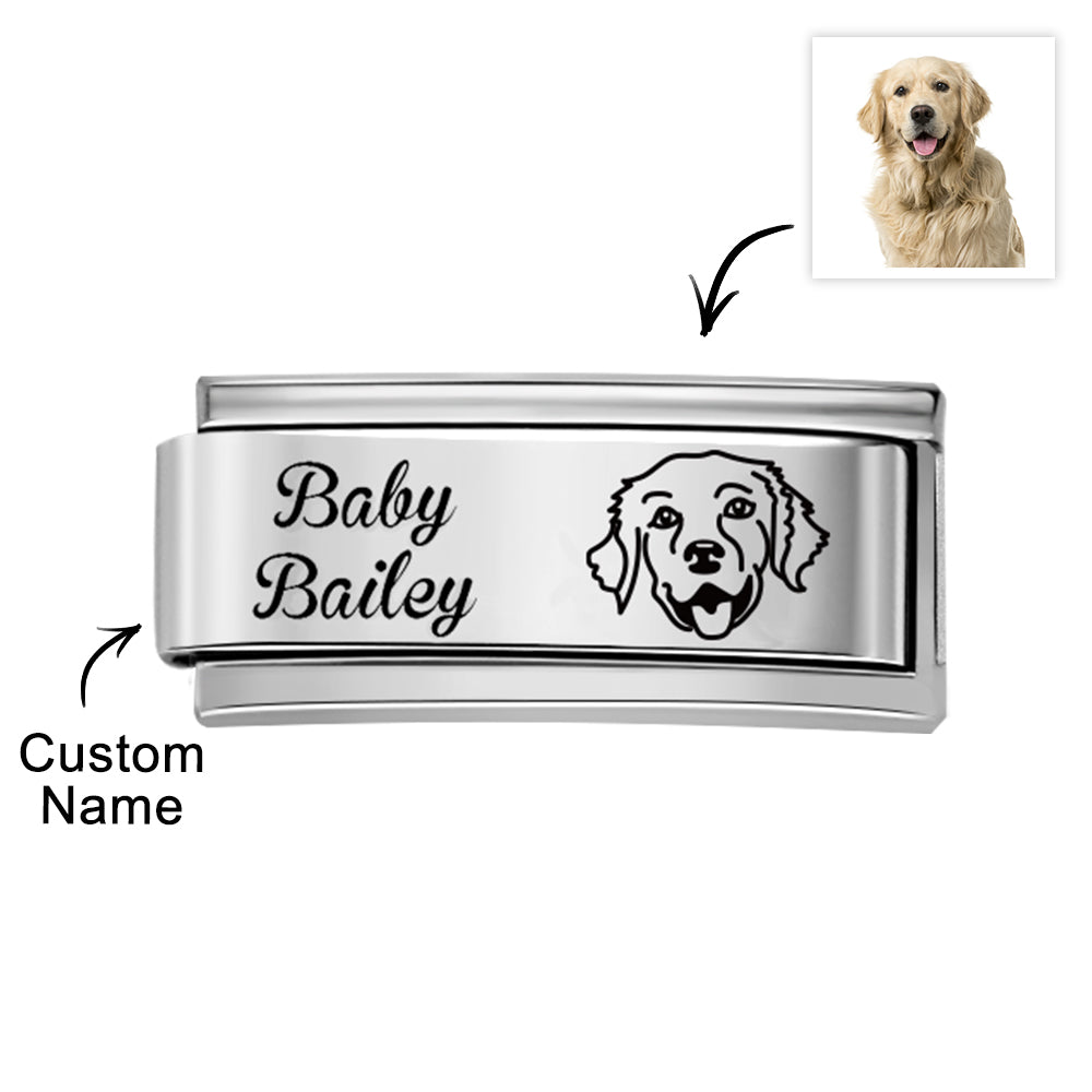 Custom Photo Engraved Italian Charm For Italian Charm Bracelets Composable Link - NameNecklace