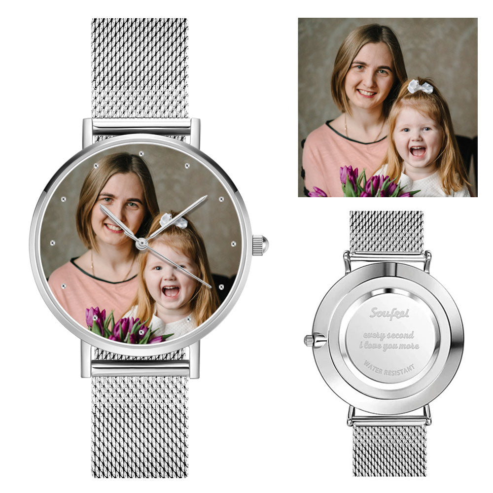 Mother's Day Gift Photo Watch - Personalized Unisex Engraved Watch Bracelet For Love