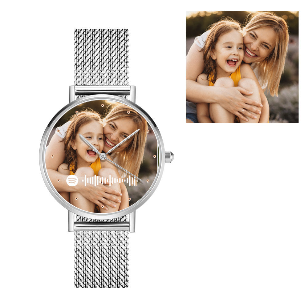 Mother's Day Gift Custom Spotify Code Watch Engraved Music Song Photo Watch