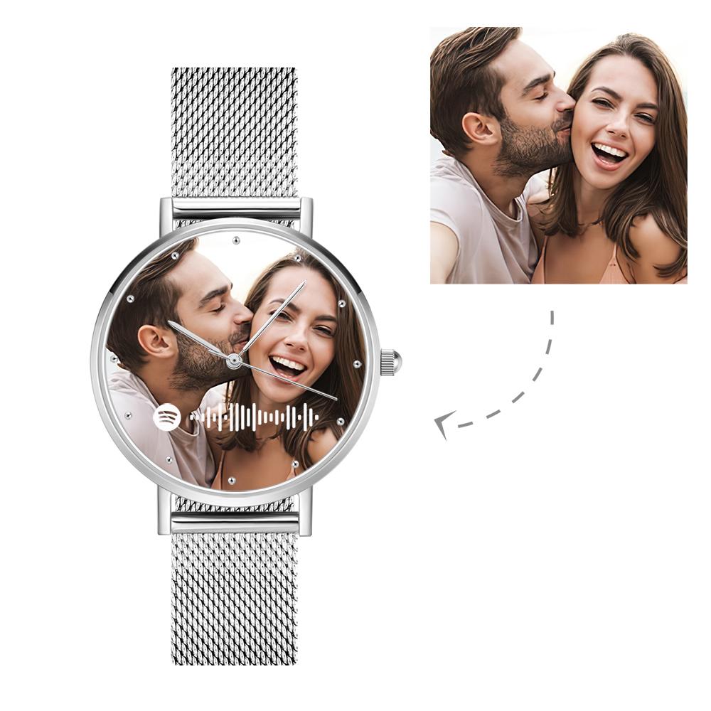 Mother's Day Gift Custom Spotify Code Watch Engraved Music Song Photo Watch