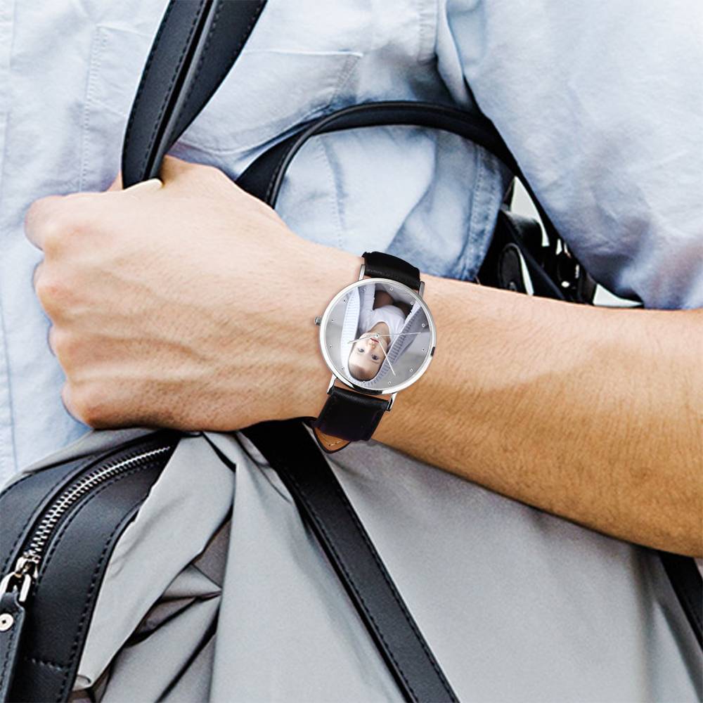 Photo Watch - Personalized Engraved Watch Black Strap Love