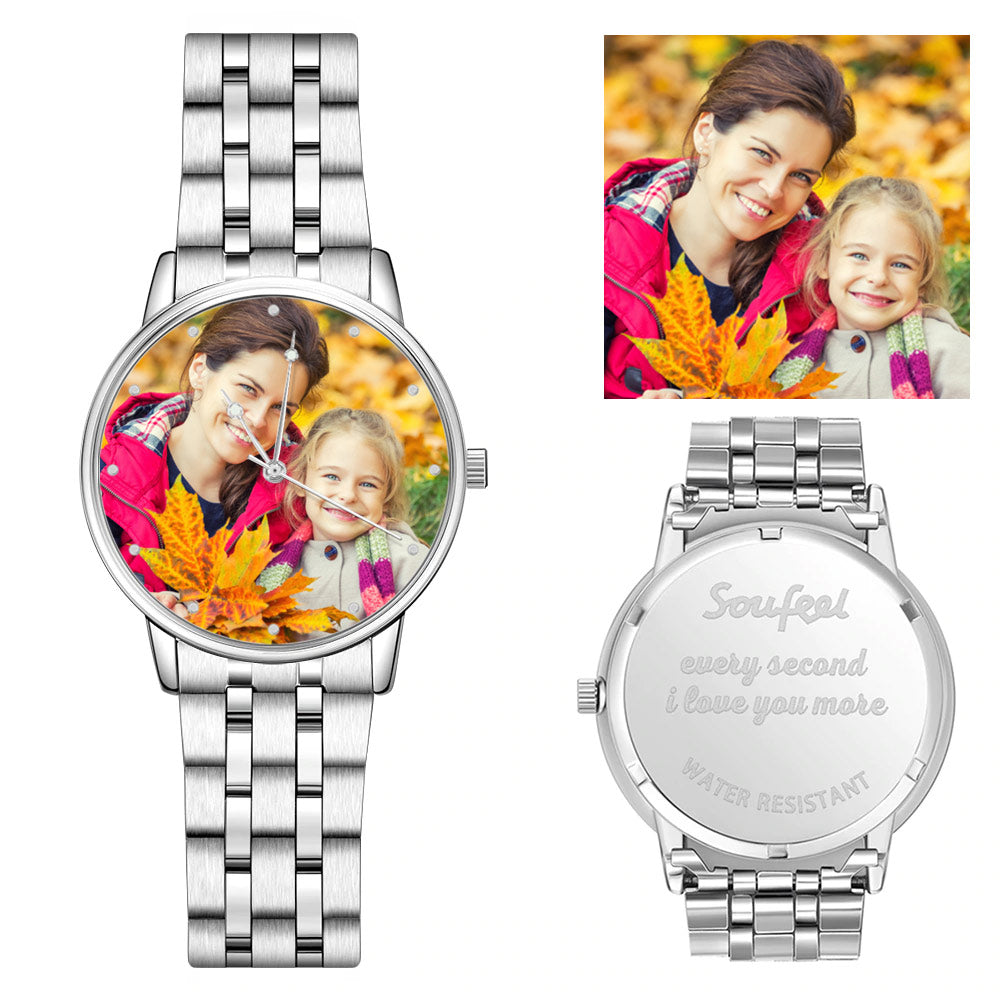 Mother's Day Gift Photo Watch - Personalized Engraved Watch Bracelet For Her