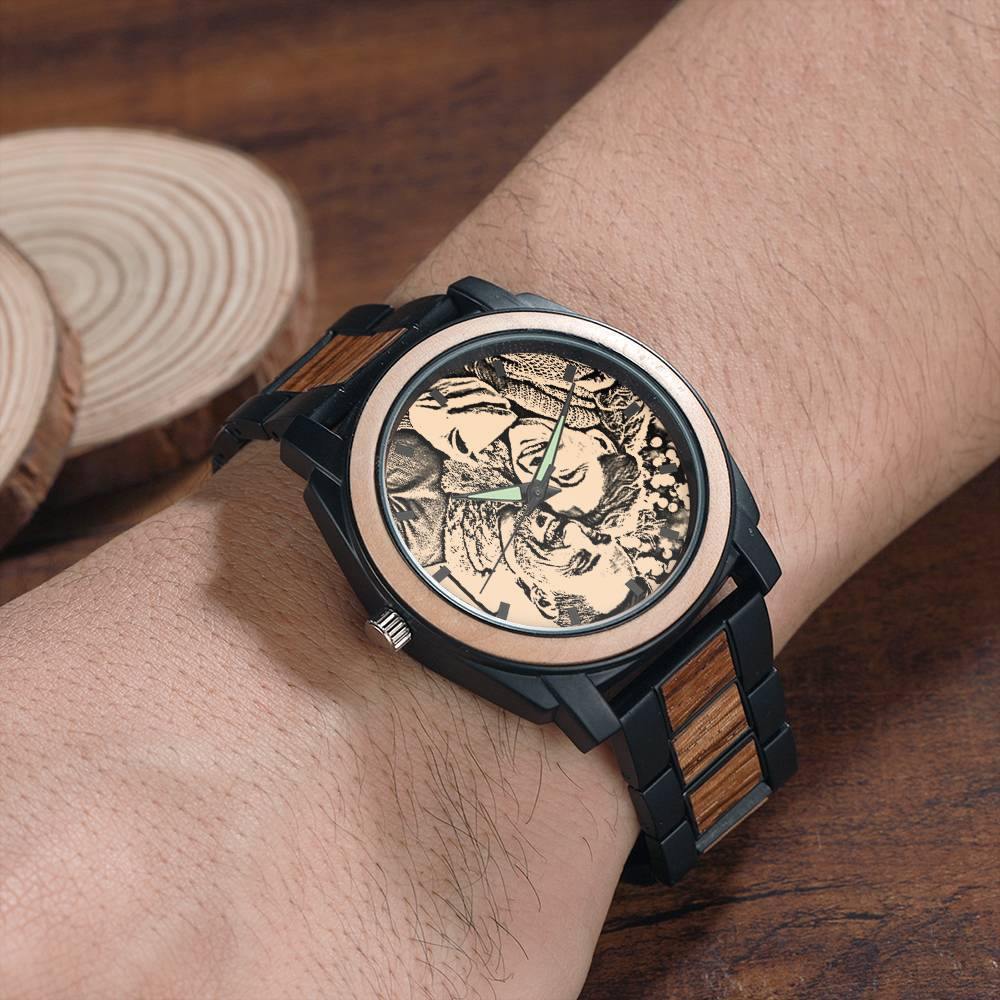 Personalized Engraved Watch, Photo Watch with Red Alloy Strap - namenecklace