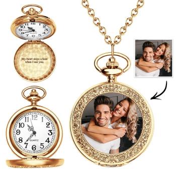 Custom Photo and Engravable Pocket Watch Personalised Vintage Pocket Watchs Gift - NameNecklace