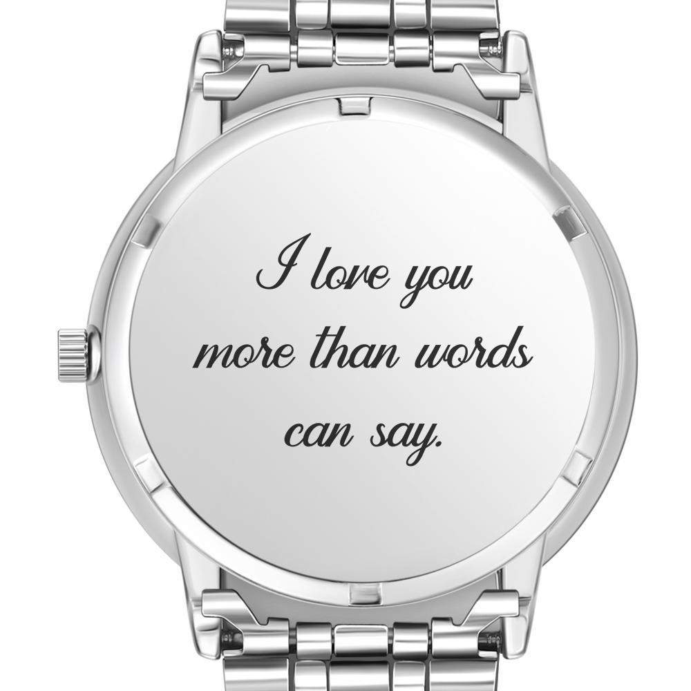 Custom Silhouette Photo Watch Personalized Engraved Watch Memorial Gifts For Couples - NameNecklace