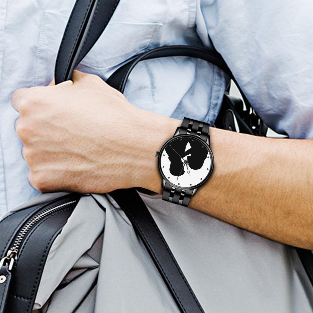 Custom Silhouette Photo Watch Personalized Engraved Watch Memorial Gifts For Couples - NameNecklace