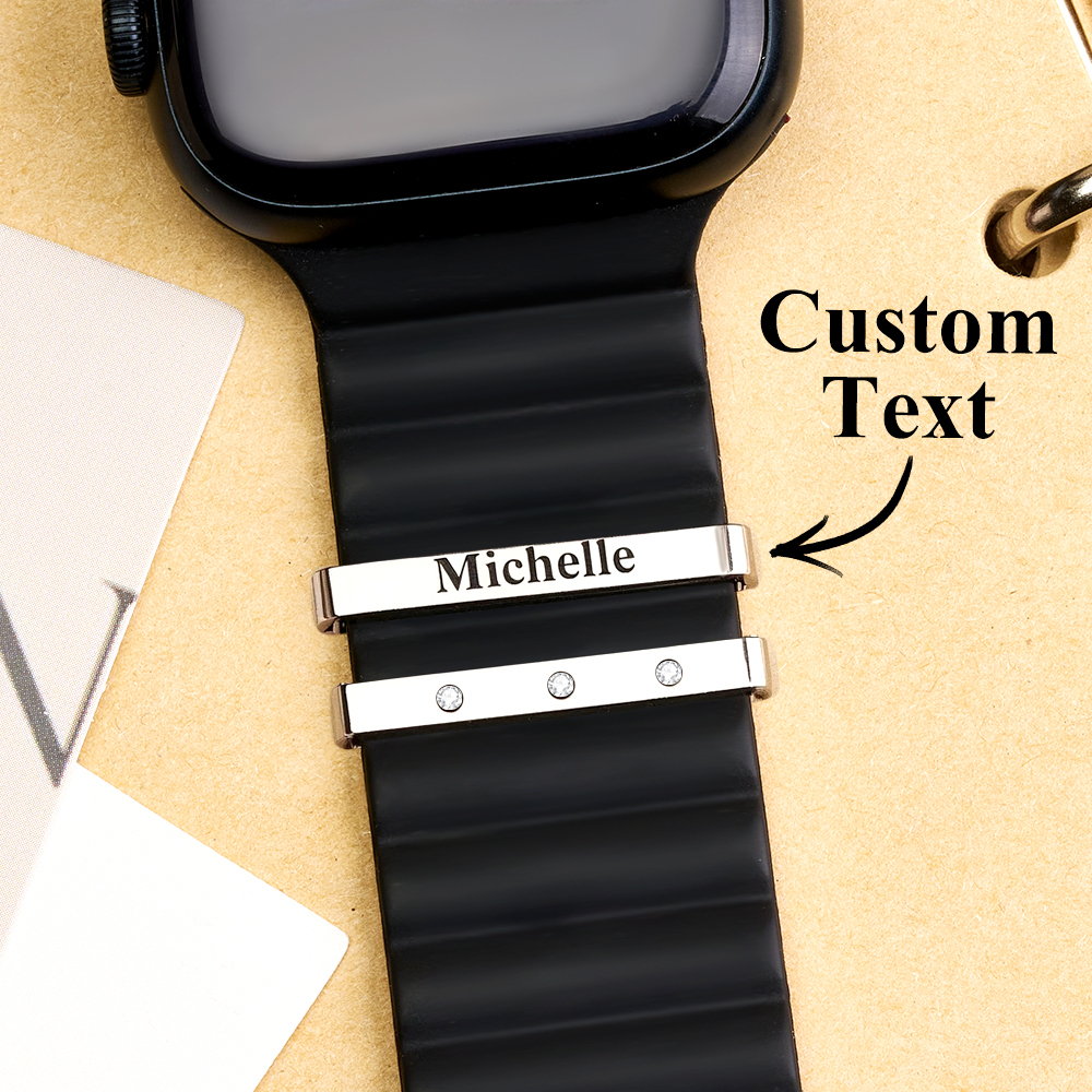 Personalized Watch Band Name Charm, custom gift for her, apple watch charms accessories, gift for girlfriend, Christmas gift, mothers day - namenecklace