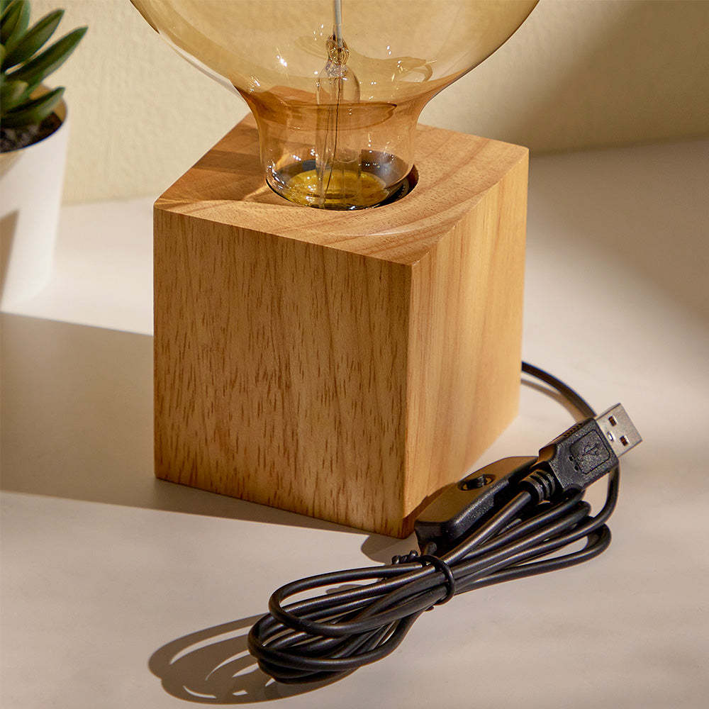 Square Log USB Lamp Holder - NameNecklace