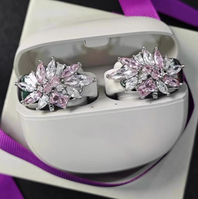 Dazzling Earbud Jewelry Charms for Clip-On Headphones Sparkling Crystal & Gemstone Earbud Accessories Luxurious Detachable Earphone Accessories (25+ Styles)