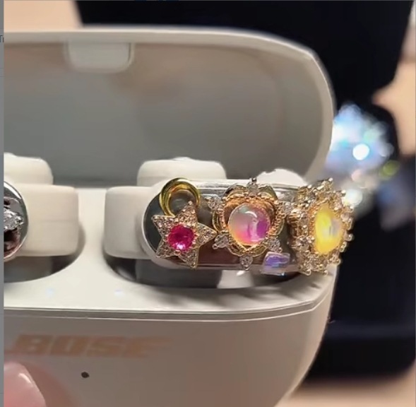 Dazzling Earbud Jewelry Charms for Clip-On Headphones Sparkling Crystal & Gemstone Earbud Accessories Luxurious Detachable Earphone Accessories (25+ Styles)