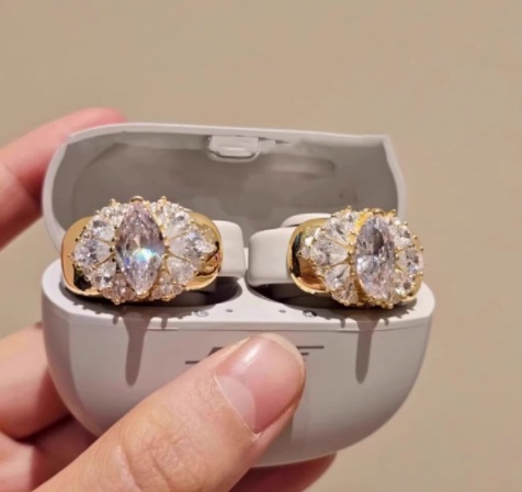 Dazzling Earbud Jewelry Charms for Clip-On Headphones Sparkling Crystal & Gemstone Earbud Accessories Luxurious Detachable Earphone Accessories (25+ Styles)