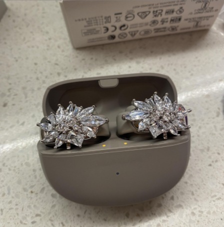 Dazzling Earbud Jewelry Charms for Clip-On Headphones Sparkling Crystal & Gemstone Earbud Accessories Luxurious Detachable Earphone Accessories (25+ Styles)