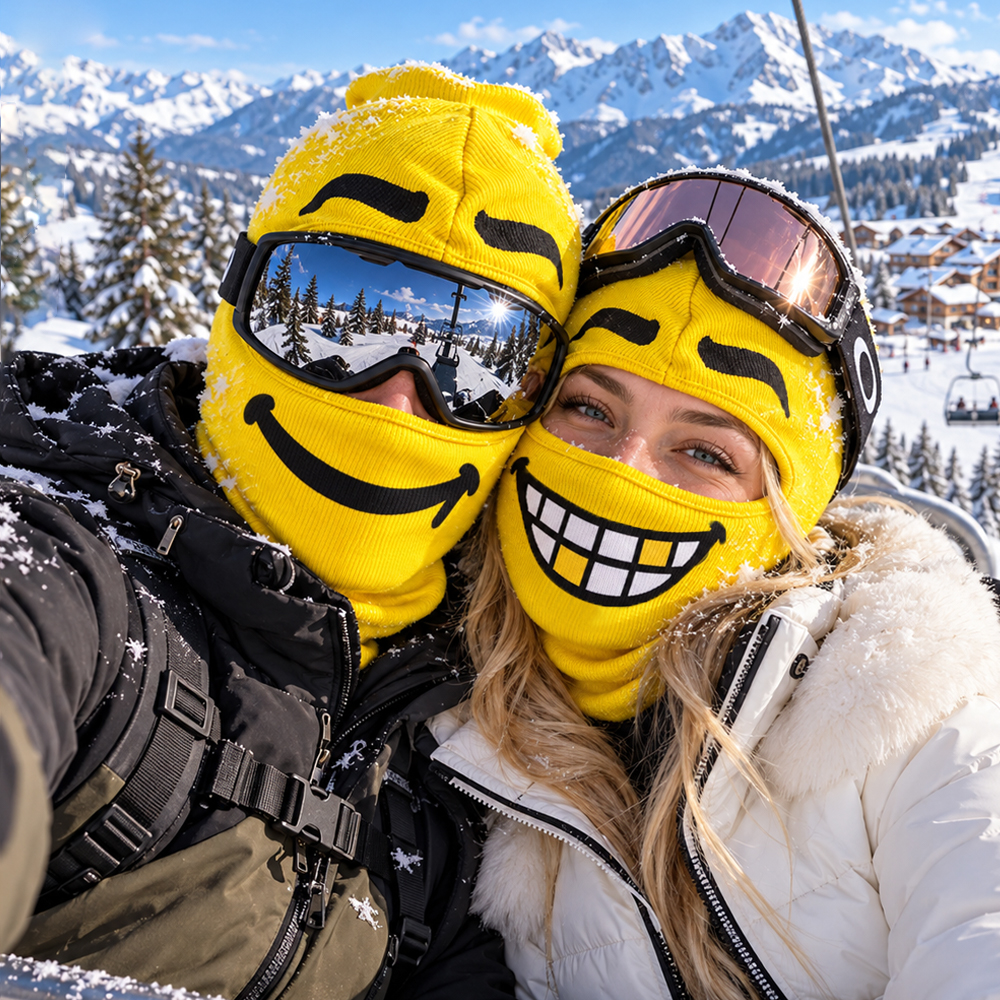 Funny Block Head Ski Mask Yellow Balaclava Thermal Winter Face Cover Funny Expression Thermal Balaclava Hood