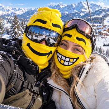 Funny Block Head Ski Mask Yellow Balaclava Thermal Winter Face Cover Funny Expression Thermal Balaclava Hood