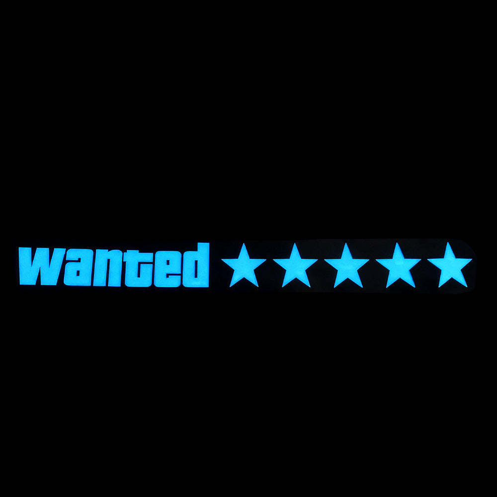 Wanted 5 Star Car Windshield Glow Panel LED Car Sticker - NameNecklace