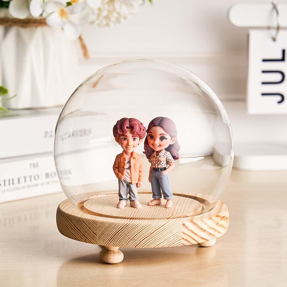 Valentine's Day gift Custom 3D Action Figure Night Lamp Engraved Base from Your Photo Glass Display Dome Personalized  Unique Gift for Boyfriend, Girlfriend or Anniversary - namenecklace