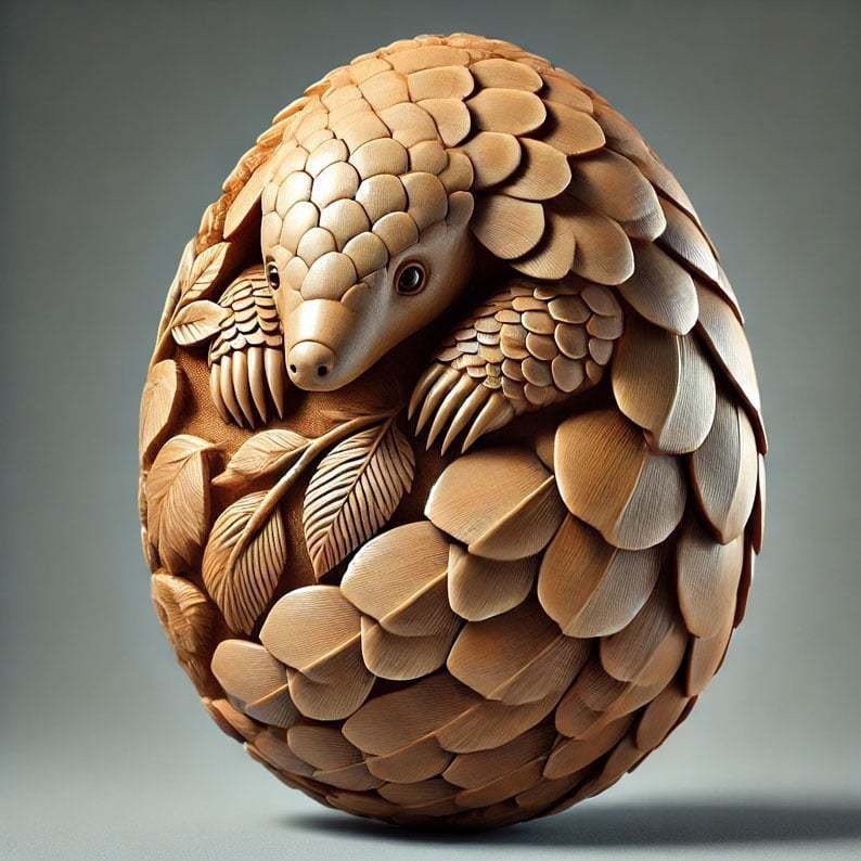 Faux Wood Carved Resin Animal Ornaments Artisan-Style Resin Animal Eggs Intricately Designed Wildlife Figurines with Wood-Look Texture
