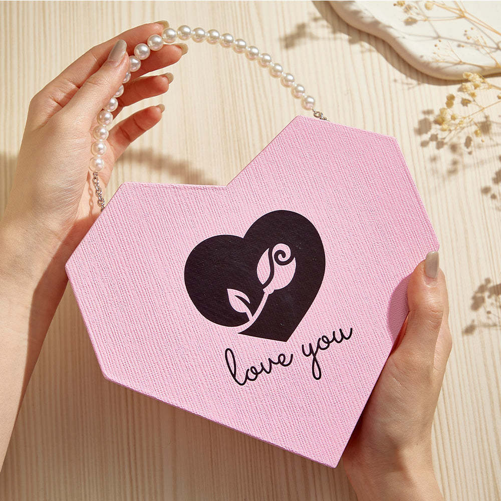 Romantic Heart Shaped Handheld Jewellery Gift Box Valentine's Day Gift - NameNecklace