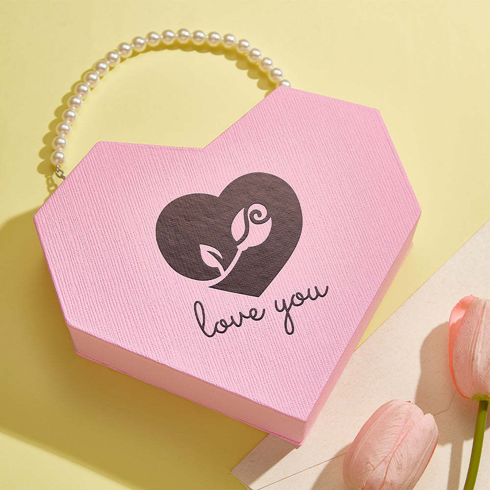 Romantic Heart Shaped Handheld Jewellery Gift Box Valentine's Day Gift - NameNecklace