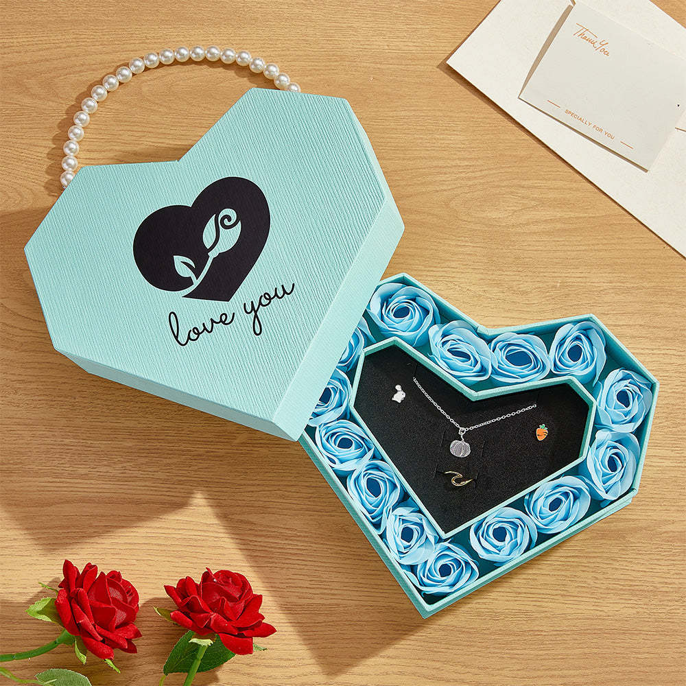 Romantic Heart Shaped Handheld Jewellery Gift Box Valentine's Day Gift - NameNecklace
