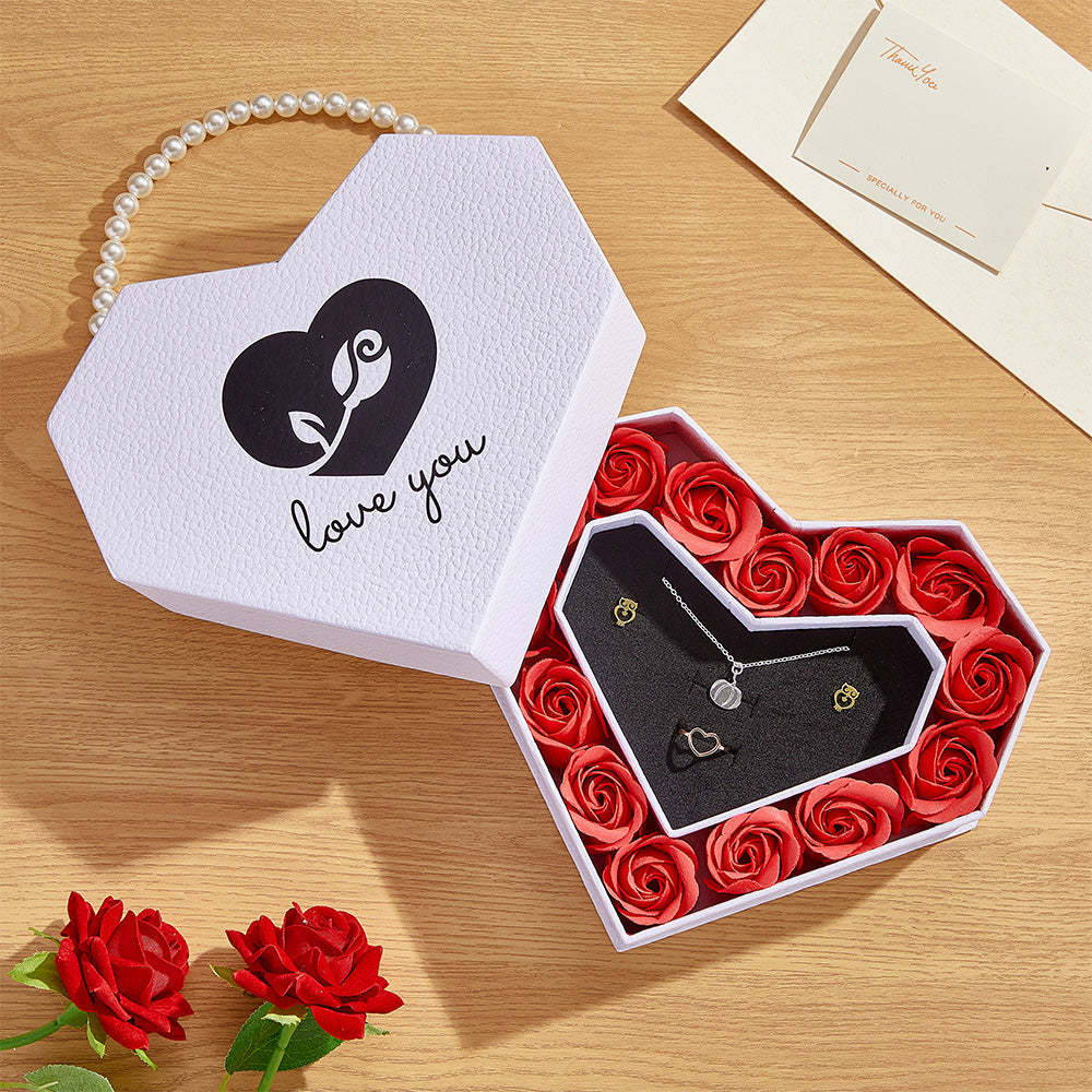 Romantic Heart Shaped Handheld Jewellery Gift Box Valentine's Day Gift - NameNecklace
