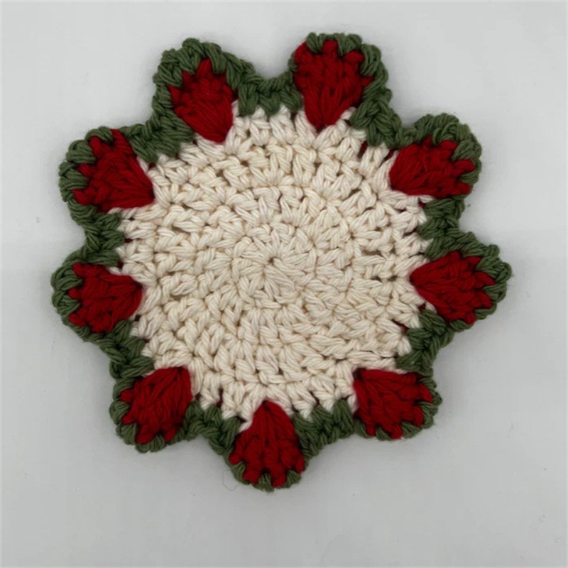 Handmade Crochet Christmas Coasters Artisan-Made Holiday Crochet Decorations with Holiday Cheer Christmas Decorations