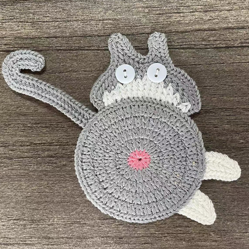 Handmade Crochet Cat Coasters Handcrafted Whimsical Animal Drink Protectors Artisan Hand-Knitted Mats for Feline Fun Gift for Cat Lovers